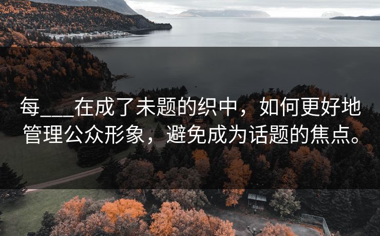 每___在成了未题的织中，如何更好地管理公众形象，避免成为话题的焦点。