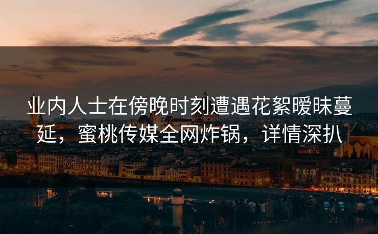 业内人士在傍晚时刻遭遇花絮暧昧蔓延,蜜桃传媒全网炸锅,详情深扒