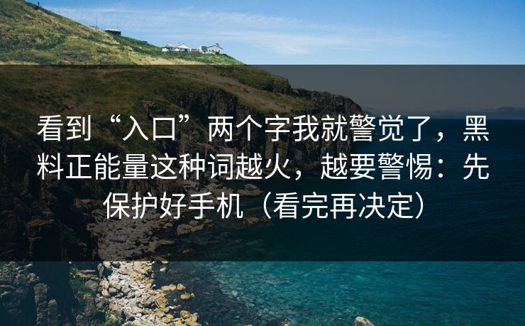 看到“入口”两个字我就警觉了，黑料正能量这种词越火，越要警惕：先保护好手机（看完再决定）