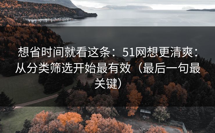 想省时间就看这条：51网想更清爽：从分类筛选开始最有效（最后一句最关键）